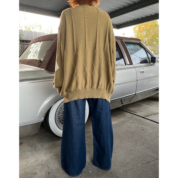 🔥VTG Cotton Blend Argyle Diamond Classic Grandmacore Academia Cardigan Sweater - Picture 3 of 15